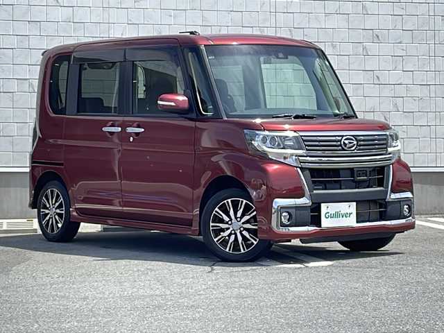 ダイハツ タント カスタム X トップED SAⅡ 山形県 2016(平28)年 3.4万km ファイアークォーツレッドM 禁煙車/スマートアシストII/・衝突回避支援ブレーキ機能/・車線逸脱警報機能/ハーフレザーシート/パーキングセンサー/社外ナビ(CD.DVD.SD.USB)/フルセグ/バックカメラ/片側パワースライドドア/ETC/アイドリングストップ/ドライブレコーダー/LEDヘッドライト/プッシュスタート/スマートキーｘ２/ロールアップサンシェード