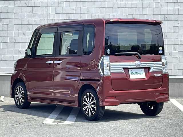 ダイハツ タント カスタム X トップED SAⅡ 山形県 2016(平28)年 3.4万km ファイアークォーツレッドM 禁煙車/スマートアシストII/・衝突回避支援ブレーキ機能/・車線逸脱警報機能/ハーフレザーシート/パーキングセンサー/社外ナビ(CD.DVD.SD.USB)/フルセグ/バックカメラ/片側パワースライドドア/ETC/アイドリングストップ/ドライブレコーダー/LEDヘッドライト/プッシュスタート/スマートキーｘ２/ロールアップサンシェード