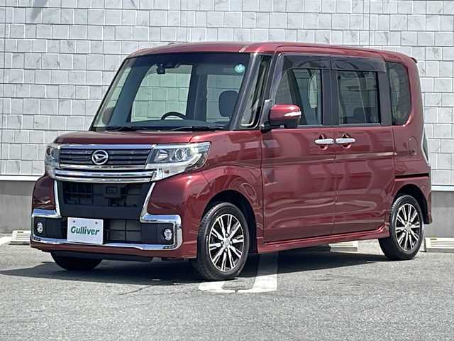 ダイハツ タント カスタム X トップED SAⅡ 山形県 2016(平28)年 3.4万km ファイアークォーツレッドM 禁煙車/スマートアシストII/・衝突回避支援ブレーキ機能/・車線逸脱警報機能/ハーフレザーシート/パーキングセンサー/社外ナビ(CD.DVD.SD.USB)/フルセグ/バックカメラ/片側パワースライドドア/ETC/アイドリングストップ/ドライブレコーダー/LEDヘッドライト/プッシュスタート/スマートキーｘ２/ロールアップサンシェード