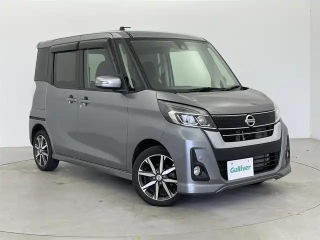 日産 デイズ ルークス ハイウェイスター Gターボ 富山県 2019(令1)年 3.3万km チタニウムグレーメタリック 純正メモリナビ（AM/FM/CD/DVD/BT）/フルセグTV/アラウンドビューモニター/両側パワースライドドア/エマージェンシーブレーキ/車線逸脱警報システム/エンジンスターター/コーナーセンサー/クルーズコントロール/プッシュスタート/スマートキー×2/オートマチックハイビーム/オートライト/LEDヘッドライト/フォグランプ/横滑り防止装置/アイドリングストップ/純正フロアマット/ドアバイザー/保証書