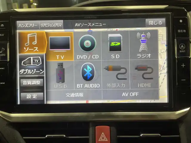 トヨタ エスクァイア ハイブリッド Gi 福島県 2016(平28)年 12.1万km ホワイトパールクリスタルシャイン ワンオーナー/アルパイン11インチナビ/CD/DVD/SD/BT/フルセグTV/アルパインフリップダウンモニター/社外17インチAW(社外AW＋冬タイヤ積込)/社外車高調ローダウン/社外フロントスポイラー/Toyota Safety Sense C/両側パワースライドドア/クルーズコントロール/合成皮革シート/シートヒーター/バックカメラ/オートハイビーム/LEDヘッドライト/ビルトインETC/プッシュスタート/ドアバイザー/フロアマット