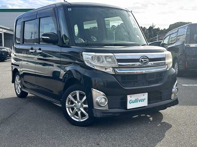 ダイハツ タント カスタム X SA 石川県 2014(平26)年 13.6万km ブラックマイカメタリック ４ＷＤ　/社外ＨＤＤナビ/【フルセグＴＶ・ＤＶＤ・ＣＤ】　/衝突被害軽減システム　/横滑り防止装置/ETC　/オートエアコン　/フォグランプ　/片側パワースライドドア/プッシュスタートボタン/ベンチシート/エアバッグ【W+サイド】/ドアバイザー/スタッドレスタイヤ積込　