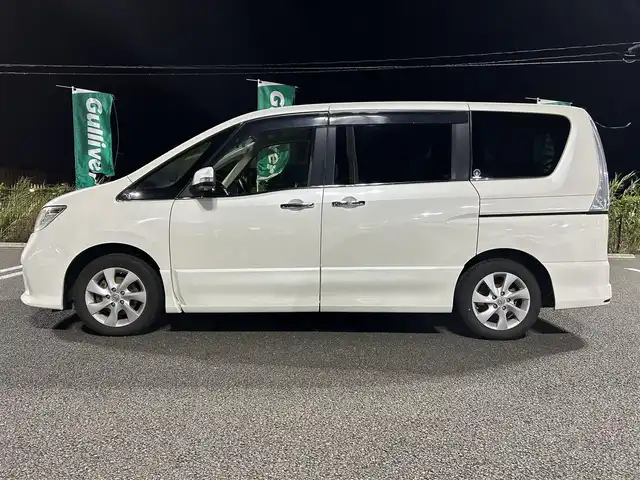 日産 セレナ ハイウェイスター Vセレクション 宮城県 2012(平24)年 12.9万km ブリリアントホワイトパール 純正ナビ/（MC311D-W）/フルセグTV/後席フリップダウンモニター/クルーズコントロール/前方ドライブレコーダー/両側パワースライドドア/純正フロアマット/純正16インチアルミホイール