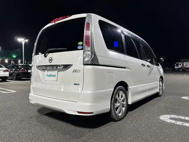 日産 セレナ ハイウェイスター Vセレクション 宮城県 2012(平24)年 12.9万km ブリリアントホワイトパール 純正ナビ/（MC311D-W）/フルセグTV/後席フリップダウンモニター/クルーズコントロール/前方ドライブレコーダー/両側パワースライドドア/純正フロアマット/純正16インチアルミホイール