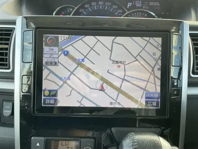 ダイハツ タント カスタム RS SA 富山県 2014(平26)年 5.8万km ホワイト 純正９インチナビ／/フルセグＴＶ／/Ｂｌｕｅｔｏｏｔｈ／/ＤＶＤ再生／/バックカメラ／/両側パワースライドドア／/ＨＤＭｉ入力端子／/衝突軽減ブレーキ／/ステアリングスイッチ／/アイドリングストップ//スマートキー／/ＬＥＤオートライト