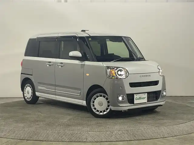 ダイハツ ムーヴ キャンバス ストライプス G ターボ 大阪府 2023(令5)年 2.4万km シャイニングホワイトパール/スムーズグレーマイカメタリック 純正ナビ（フルセグTV・BTAUDIO）/バックカメラ/ETC/両側パワースライドドア/シートヒーター/コーナーセンサー/クルーズコントロール/LEDヘッドライト/ドライブレコーダー/プッシュスタート/スマートキー
