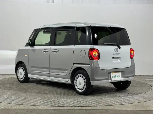 ダイハツ ムーヴ キャンバス ストライプス G ターボ 大阪府 2023(令5)年 2.4万km シャイニングホワイトパール/スムーズグレーマイカメタリック 純正ナビ（フルセグTV・BTAUDIO）/バックカメラ/ETC/両側パワースライドドア/シートヒーター/コーナーセンサー/クルーズコントロール/LEDヘッドライト/ドライブレコーダー/プッシュスタート/スマートキー