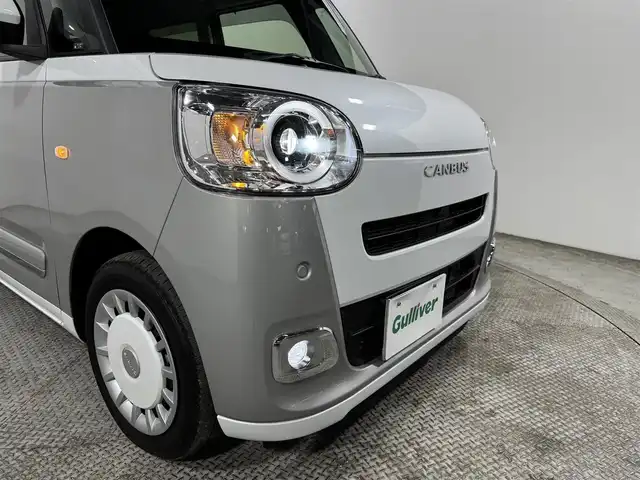 ダイハツ ムーヴ キャンバス ストライプス G ターボ 大阪府 2023(令5)年 2.4万km シャイニングホワイトパール/スムーズグレーマイカメタリック 純正ナビ（フルセグTV・BTAUDIO）/バックカメラ/ETC/両側パワースライドドア/シートヒーター/コーナーセンサー/クルーズコントロール/LEDヘッドライト/ドライブレコーダー/プッシュスタート/スマートキー