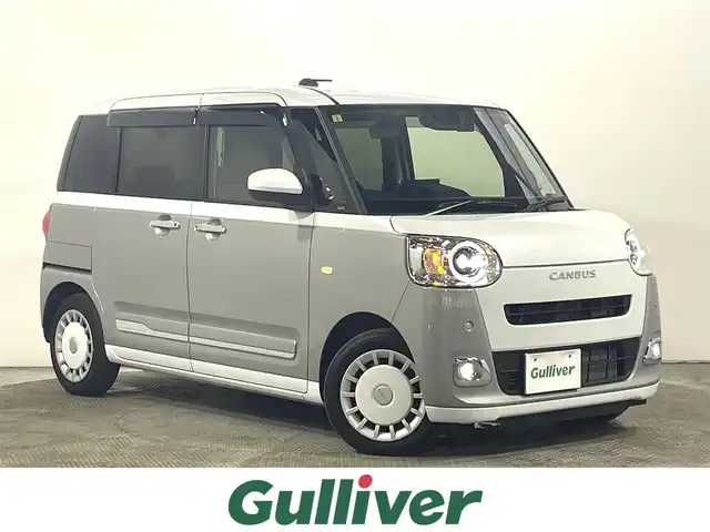ダイハツ ムーヴ キャンバス ストライプス G ターボ 大阪府 2023(令5)年 2.4万km シャイニングホワイトパール/スムーズグレーマイカメタリック 純正ナビ（フルセグTV・BTAUDIO）/バックカメラ/ETC/両側パワースライドドア/シートヒーター/コーナーセンサー/クルーズコントロール/LEDヘッドライト/ドライブレコーダー/プッシュスタート/スマートキー
