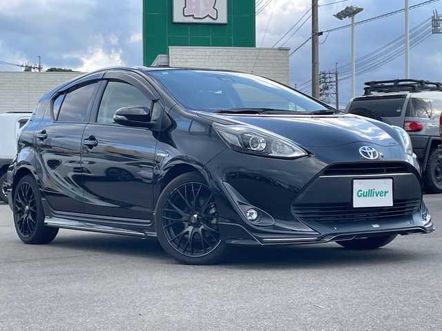 トヨタ アクア G ソフトレザーセレクション 山口県 2017(平29)年 5.6万km ブラックマイカ ワンオーナー　/ＴＲＤエアロ（フロント，サイド，リア）/ＷｅｄｓＳｐｏｒｔ１７インチホイール　/純正７型ナビ/AM/FM/CD/DVD/Bluetooth/フルセグTV　/バックカメラ　/トヨタセーフティーセンス　/車線逸脱警報/アダプティブクルーズコントロール/レーンキープアシスト/ＬＥＤヘッドライト　/純正フロアマット　/衝突被害軽減ブレーキ　/スマートキー/ダブルエアバッグ/ＥＴＣ