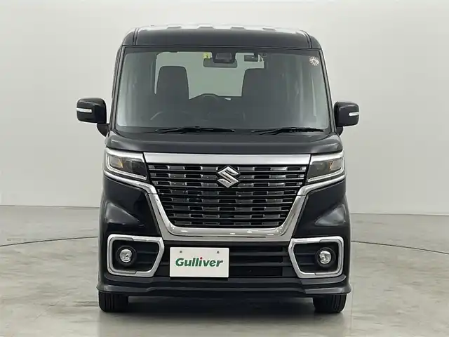 スズキ スペーシア カスタム HYBRID XS 福岡県 2018(平30)年 5.7万km ブルーイッシュブラックパール3 社外ナビ/（ＢＴ　フルセグ　ＤＶＤ）/両側パワースライドドア　/コーナーセンサー　/ＥＴＣ　/ドラレコ　/レーンキープ　/横滑り防止　/ＬＥＤヘッドライト　/オートライト　/プッシュスタート/ハーフレザーシート　/純正ＡＷ