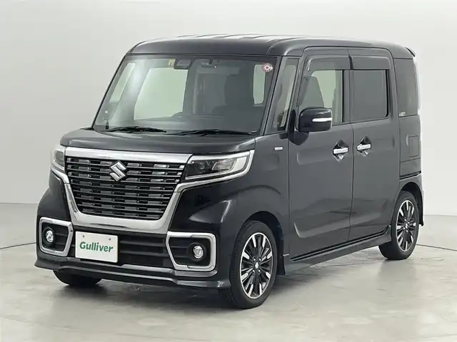 スズキ スペーシア カスタム HYBRID XS 福岡県 2018(平30)年 5.7万km ブルーイッシュブラックパール3 社外ナビ/（ＢＴ　フルセグ　ＤＶＤ）/両側パワースライドドア　/コーナーセンサー　/ＥＴＣ　/ドラレコ　/レーンキープ　/横滑り防止　/ＬＥＤヘッドライト　/オートライト　/プッシュスタート/ハーフレザーシート　/純正ＡＷ