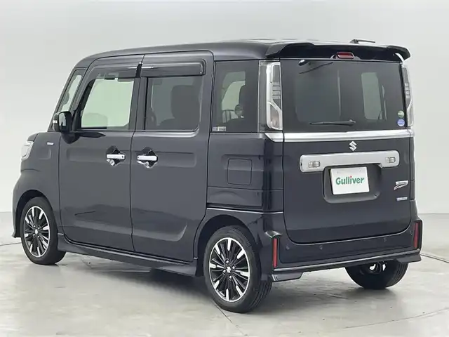 スズキ スペーシア カスタム HYBRID XS 福岡県 2018(平30)年 5.7万km ブルーイッシュブラックパール3 社外ナビ/（ＢＴ　フルセグ　ＤＶＤ）/両側パワースライドドア　/コーナーセンサー　/ＥＴＣ　/ドラレコ　/レーンキープ　/横滑り防止　/ＬＥＤヘッドライト　/オートライト　/プッシュスタート/ハーフレザーシート　/純正ＡＷ