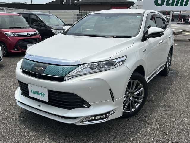 トヨタ ハリアー ハイブリッド プログレス メタル&レザーP 富山県 2017(平29)年 4.5万km ホワイトパールクリスタルシャイン ワンオーナー/スマートキー（２本）/レザーシート/4WD/メーカーオプションナビ/JBLプレミアムサウンド/全周囲カメラ/メモリー付きパワーシート（D席）/パワーシート（N席）/シーケンシャルウィンカー/フルセグTV/DVD再生/Bluetooth/ビルトインETC2.0/純正18インチAW/ACC/シートヒーター（D/N）/シートベンチレーション（D/N）/LEDヘッドライト/フォグランプ/電動パーキングブレーキ/純正フロアマット/純正ドアバイザー/横滑り防止装置/クリアランスソナー/オートライト/オートハイビーム/パワーバックドア/電動格納ウィンカーミラー/前後ドラレコ（DRX-P518HR）/保証書/取扱説明書/ナビ取扱説明書