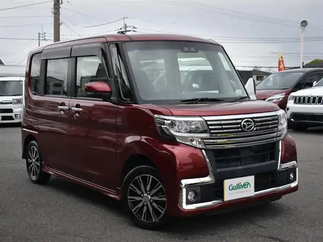 ダイハツ タント カスタム X トップED SA Ⅲ 福岡県 2018(平30)年 8.3万km ファイアークォーツレッドM スマートアシストIII/社外メモリーナビ/フルセグTV/CD/DVD/BT/バックカメラ/純正LEDヘッドライト/純正LEDフォグライト/純正14インチアルミホイール/片側パワースライドドア/ハーフレザーシート/D席シートヒーター/オートハイビーム/コーナーセンサー/ステアリングリモコン/プッシュスタート/スマートキー×2/ドアバイザー/フロアマット/保証書/取扱説明書
