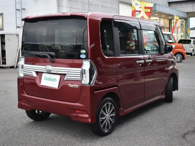 ダイハツ タント カスタム X トップED SA Ⅲ 福岡県 2018(平30)年 8.3万km ファイアークォーツレッドM スマートアシストIII/社外メモリーナビ/フルセグTV/CD/DVD/BT/バックカメラ/純正LEDヘッドライト/純正LEDフォグライト/純正14インチアルミホイール/片側パワースライドドア/ハーフレザーシート/D席シートヒーター/オートハイビーム/コーナーセンサー/ステアリングリモコン/プッシュスタート/スマートキー×2/ドアバイザー/フロアマット/保証書/取扱説明書