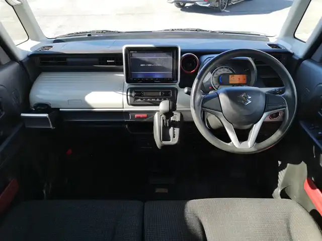 スズキ スペーシア HYBRID X 茨城県 2019(令1)年 4万km ツールグリーンパールメタリック/ブラック2トーン 衝突軽減ブレーキ/後コーナーセンサー/社外ナビ（フルセグTV/Bluetooth/CD/DVD/両側パワースライドドア/シートヒーター/ETC/ドラレコ/ルーフレール