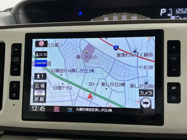 ダイハツ ムーヴ キャンバス X メイクアップ SA Ⅲ 道央・札幌 2018(平30)年 2.2万km パールホワイトⅢ/シルキーブルーパール 2トーン ・ワンオーナー/・４WD/・寒冷地仕様/・純正8インチナビ/　CD/DVD/SD/BT/フルセグ/・全方位カメラ/・前後ドライブレコーダー/・スマートアシスト３/・レーンキープアシスト/・オートハイビーム/・コーナーセンサー/・フロントデアイサー/・D席シートヒーター/・両側スライドドア/・ライトレベライザー/・LEDヘッドライト/・オートライト/・プッシュスタート/・スマートキー/・純正エンジンスターター/・純正フロアマット/・ドアバイザー/・社外AW付スタッドレス積込(155/65/R14)