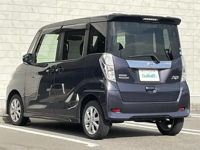 日産 デイズ ルークス ハイウェイスター Xターボ 宮崎県 2017(平29)年 8.1万km プレミアムパープルP 純正SDナビ/（CD/DVD/AM/FM/BT)/フルセグTV/バックカメラ/アラウンドビューカメラ/ステアリングスイッチ/アイドリングストップ/左側パワースライドドア/エマージェンシーブレーキ/横滑り防止機能/オートハイビーム/ドライブレコーダー/ETC