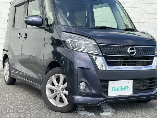 日産 デイズ ルークス ハイウェイスター Xターボ 宮崎県 2017(平29)年 8.1万km プレミアムパープルP 純正SDナビ/（CD/DVD/AM/FM/BT)/フルセグTV/バックカメラ/アラウンドビューカメラ/ステアリングスイッチ/アイドリングストップ/左側パワースライドドア/エマージェンシーブレーキ/横滑り防止機能/オートハイビーム/ドライブレコーダー/ETC