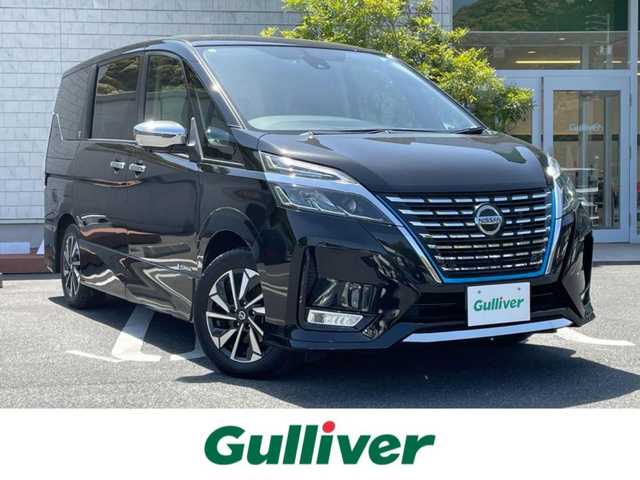 日産 セレナ e－パワー ハイウェイスター G 愛媛県 2020(令2)年 6.3万km ダイヤモンドブラック １０インチ純正ナビ/・TV/・Bluetooth/・CD/DVD/・FM/AM/・SD/スペアキー/バックカメラ/アラウンドビューモニター/ETC/前方ドライブレコーダー/プロパイロット/純正フリップダウンモニター/エマージェンシーブレーキ/両側パワースライドドア/レーダークルーズコントロール/インテリジェントルームミラー/ブラインドスポットモニター/ウィンカーミラー/オートライト/フォグランプ/ステアリングリモコン/プッシュスタート/ステアリングリモコン/純正フロアマット/ISOFIX/カーテンエアバッグ