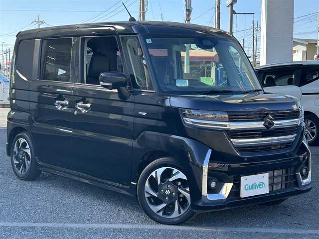 スズキ スペーシア カスタム HYBRID XS 福島県 2025(令7)年 0.8万km ブルーイッシュブラックパール3 ・HYBRID XS 全方位モニター付メモリーナビゲーション/　　スズキコネクト対応通信機装着車/・デュアルセンサーブレーキサポートII/・運転席・助手席・サイド・カーテンエアバック/・１か月　６か月点検済/・ワンオーナー/・純正ナビフルセグTV：BT/・アラウンドビューモニター/・スロットルコントローラー/・ハーフレザーシート/・シートヒーター/・ステアリングヒーター/・クルーズコントロール/・ステアリングリモコン/・両側パワースライドドア/・リアサーキュレーター/・純正１５インチアルミ/・スマートキー/・プッシュスタート/・アームレスト/・オートライト/・LEDヘットライト/・LEDフォグライト/・DSBS/・LDP/・ACC/・標識認識/・発信車お知らせ/・コーナーセンサー/・保証書/・取説
