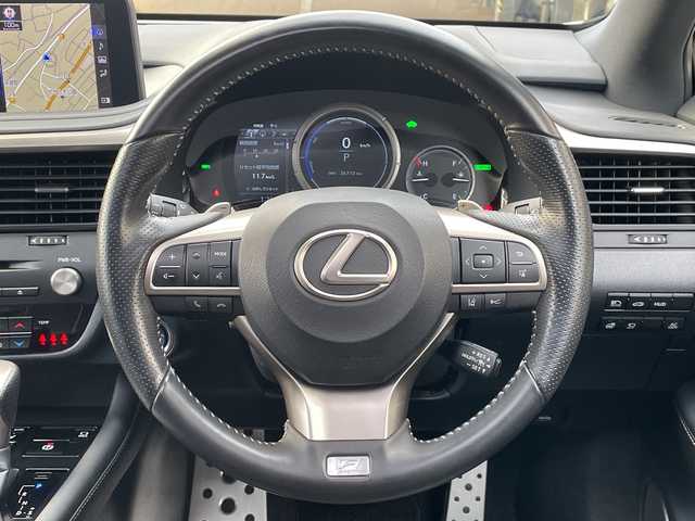 レクサス ＲＸ 450h Fスポーツ 広島県 2021(令3)年 3.7万km ホワイトノーヴァガラスフレーク 禁煙/ムーンルーフ/TRDエアロ（F/S/R）/レクサスセーフティ/・プリクラッシュセーフティ/・レーンディパーチャーアラート/・レーダークルーズコントロール/・オートマチックハイビーム/・先行車発進お知らせ/BSM/RCTA/HUD/クリアランスソナー/純正ナビ/・フルセグ/CD/DVD/Blu-ray/SD/REC/USB/AUX/スマホ連携/パノラミックビューモニター/革巻きステアリング/パドルシフト/ステアリングヒーター/オートライト/パワーバックドア/D/Nパワーシート/シートメモリー/全席シートヒーター/D/Nベンチレーション/LEDヘッドライト/フォグランプ/スマートキー/プッシュスタート/100V1500W電源/前後ドライブレコーダー（TZ-D205W）/ETC2.0