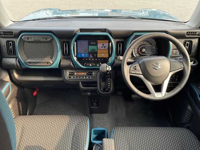 スズキ ハスラー HYBRID X 静岡県 2021(令3)年 4.1万km デニムブルー ガンメタリック 2トーン 純正9インチナビ/地デジTV/Bluetooth/バック/全周囲カメラ/レーダーセーフティサポート/純正15インチAW/前席シートヒーター/シートヒーター/スマートキー/ビルトインETC/LEDヘッドライト