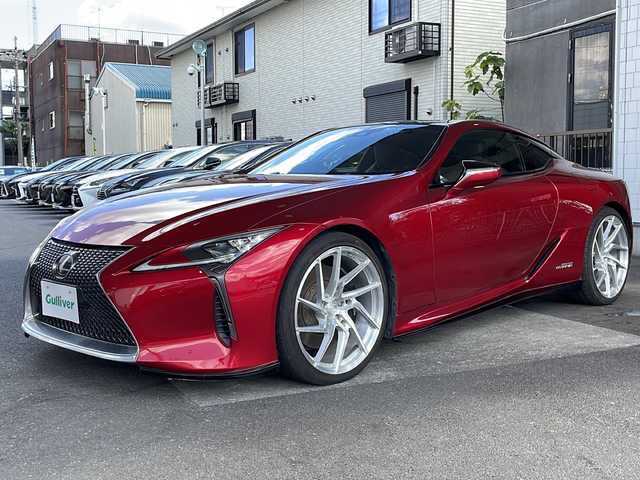レクサス ＬＣ 500h Lパッケージ 京都府 2017(平29)年 4.2万km ラディアントレッドコントラストレイヤリング マークレビンソン /３眼LEDライト /レクサスセーフティシステム/レーダークルーズコントロール/オートマチックハイビーム/HUD /RCTA /LKA /AHB/BSM /クリアランスソナー /リアスポイラー /ブレーキホールド/黒革 /エアロ(F・S・R) /メモリーパワーシート  /パドルシフト /バックカメラ/メモリーパワーシート/シートヒーター＆ベンチレーター/Miracast/ドライブレコーダー（TZ-D001）/TT FORCED22インチAW