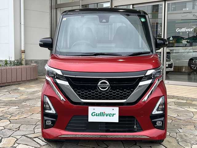 日産 ルークス HWS Gターボ プロパイロットED 静岡県 2020(令2)年 2万km 赤Ⅱ 純正ナビ/・アラウンドビューモニター/・Bluetooth/・CD/DVD/・フルセグTV/主要装備/・プッシュスタート/・両側パワースライドドア/・LEDヘッドライト/・オートマチックハイビーム/・純正15インチAW/・純正フロアマット/・アイドリングストップ/・後席サンシェード/・リヤシーリングファン/・カーテンエアバッグ/・スマートキー/安全装備/・エマージェンシーブレーキ/・車線逸脱防止支援/・車線逸脱警報システム/・プロパイロット/・先行車発進お知らせ機能/・速度認識表示/・標識認識表示/・前後ソナー/・ふらつき警報/・前後ソナー
