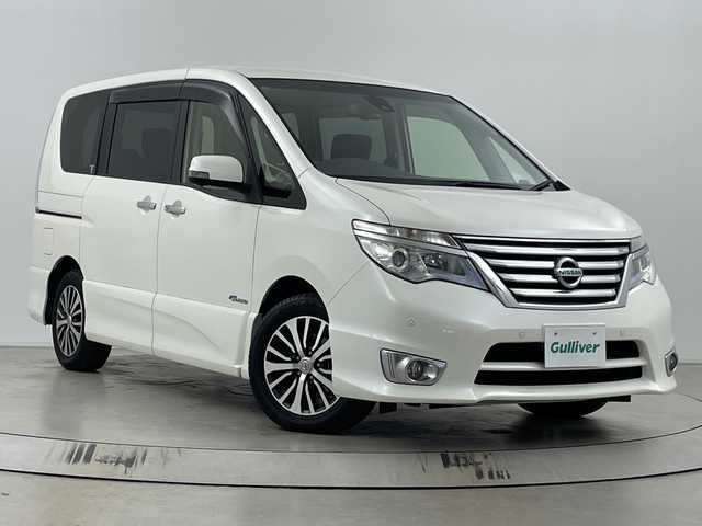 日産 セレナ HWS S HV Vセレ +Sefty Aセーフ 埼玉県 2015(平27)年 5.6万km ブリリアントホワイトパール フリップダウンモニター　/純正ナビ　/全方位カメラ　/両側パワースライドドア/クルーズコントロール/レーンキープアシスト　/衝突軽減ブレーキ　/横滑り防止措置　/ビルトインＥＴＣ　/ＬＥＤヘッドライト　/ウインカーミラー　/フォグ　/プッシュスタート　/スマートキー