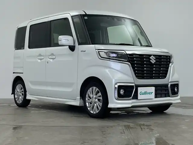 スズキ スペーシア カスタム HYBRID GS 鹿児島県 2021(令3)年 3.7万km ピュアホワイトP 純正SDナビ/(BT/CD/DVD/AM/FM/フルセグTV)/セーフティサポート/衝突軽減ブレーキ/レーンキープアシスト/後方コーナーセンサー/運転席シートヒーター/レーダークルーズコントロール/アイドリングストップ/バックカメラ/片側パワースライドドア/後席ロールサンシェード/ステアリングスイッチ/ビルトインETC/スペアキー/純正14インチアルミホイール/純正LEDヘッドライト/純正フロアマット/保証書/取扱説明書