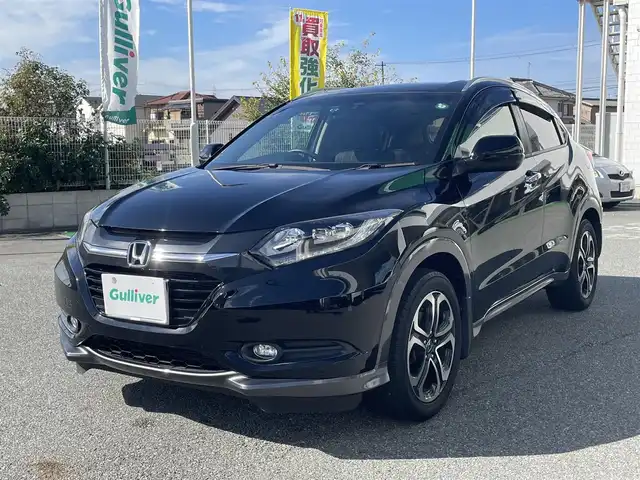 ホンダ ヴェゼル S 兵庫県 2014(平26)年 11.6万km クリスタルブラックパール 取扱説明書/保証書/純正ナビ（FM/AM//DVD/CD/USB/伊Pod/Music Rack/SD/Bluetooth/フルセグ）/ワンオーナー/パドルシフト/スマートキー/ETC/ドライブレコーダー前方/バックカメラ/ハーフレザーシート/シートヒーター/純正フロアマット/純正アルミホイール/電動パーキング/ブレーキホールド/衝突軽減ブレーキ/クルーズコントロール/ステアリングリモコン/アイドリングストップ/ルーフレール