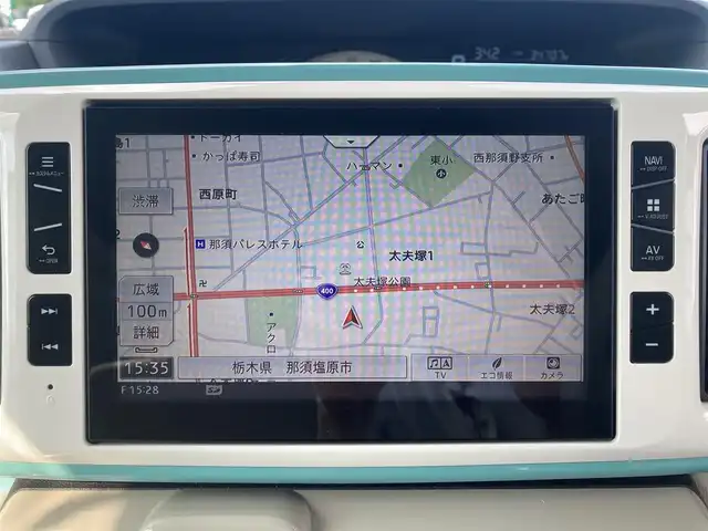 ダイハツ ムーヴ キャンバス G メイクアップ リミテッド　SAⅢ 栃木県 2019(令1)年 3.5万km パールホワイトⅢ/ファインミントメタリック 2トーン スマートアシスト3/純正8インチメモリナビ/フルセグTV/DVD/Bluetooth/HDMI/USB/パノラマモニター/両側パワースライドドア/スマートキー/スペアキー/プッシュEgスタート/LEDオートライト/フォグランプ/オートハイビーム/ステアリングリモコン/純正フロアマット/AAC/保証書/取説