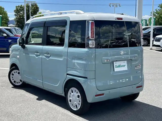 スズキ スペーシア HYBRID X 2トーン 奈良県 2018(平30)年 5.3万km オフブルーメタリック/ホワイト2トーン 純正ナビ/（フルセグ／ＢＴ／ＣＤ／ＤＶＤ）/全方位モニター/コーナーセンサー（後方）/衝突軽減システム/レーンキープアシスト/アイドリングストップ/両側パワースライドドア/ヘッドアップディスプレイ/運転席シートヒーター/後席サンシェード/純正ホイールキャップ/スペアキー