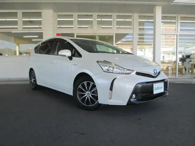 トヨタ プリウス α S 千葉県 2016(平28)年 6万km ホワイトパールクリスタルシャイン ワンオーナー/純正SDナビ、フルセグTV/バックカメラ/オーディオ【CD/DVD/SD/BT】/ハロゲンライト＆LEDフォグ/社外16インチアルミホイール/リアスポイラー/ウィンカードアミラー/ステアリングスイッチ/前方ドライブレコーダー/ビルトインETC/オートライト/横滑り防止装置/純正フロアマット＆ドアバイザー/記録簿29.30.31.R2.3年度有り/新車整備手帳/取扱説明書/スペアキー