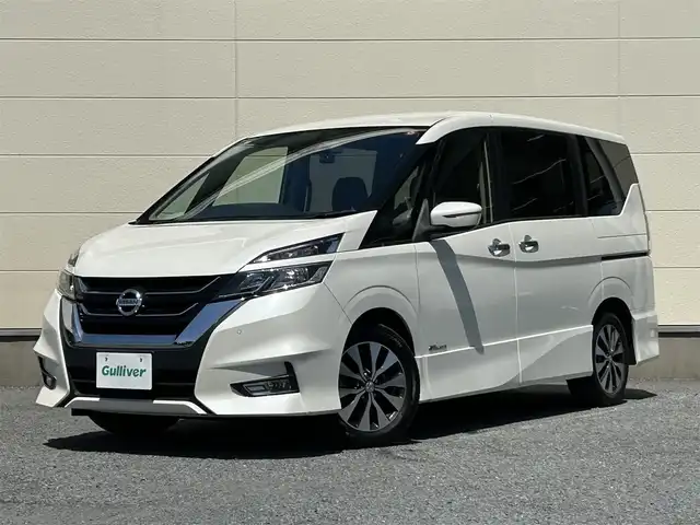 日産 セレナ ハイウェイスター プロパイロットED 茨城県 2016(平28)年 7.2万km ブリリアントホワイトパール プロパイロット/エマージェンシーブレーキ/車線逸脱警報システム/コーナーセンサー/両側パワースライドドア/純正9インチナビ/・BT.CD.DVD.SD/フルセグTV/バックカメラ/ドライブレコーダー（FR）/ビルトインETC/LEDヘッドライト/LEDフォグランプ/ステアリングスイッチ/プッシュスタート/スマートキー/電動パーキングブレーキ/横滑り防止/純正16inAW/純正フロアマット/ロールサンシェード/シートバックテーブル/シート背面USB