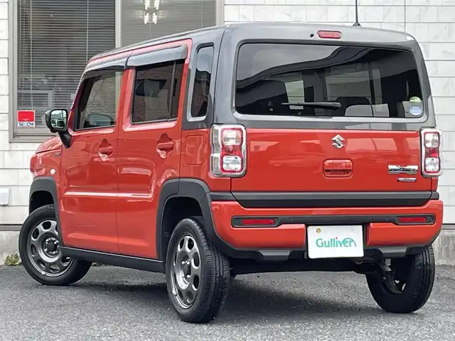 スズキ ハスラー HYBRID G 福岡県 2021(令3)年 1.6万km バーミリオンオレンジ/ガンメタリック2トーン 純正9インチナビ/(AM/FM/USB/CD/DVD/Bluetooth/フルセグTV)/バックカメラ/アラウンドビューカメラ/ビルトインETC/クリアランスソナー/車線逸脱警報/デュアルカメラサポートブレーキ/オートライト/盗難防止装置/横滑り防止機能/D/N席シートヒーター/ステアリングスイッチ/アイドリングストップ/電格ミラー/ドアバイザー/プッシュスタート/純正フロアマット/ナビ取扱説明書/取扱説明書/保証書/スペアキー×１