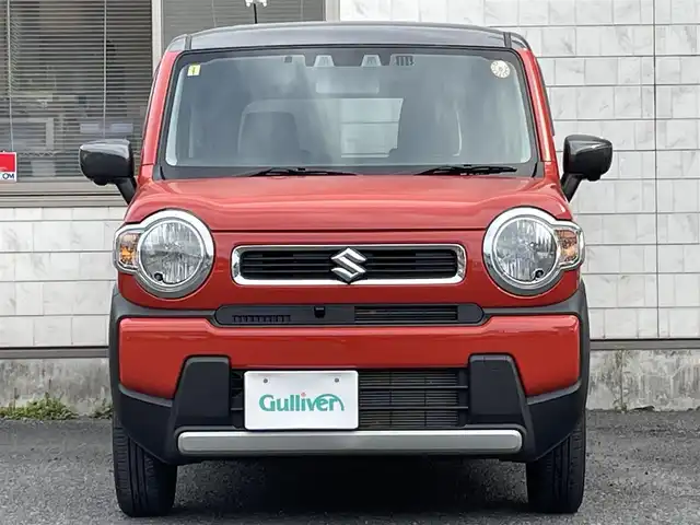 スズキ ハスラー HYBRID G 福岡県 2021(令3)年 1.6万km バーミリオンオレンジ/ガンメタリック2トーン 純正9インチナビ/(AM/FM/USB/CD/DVD/Bluetooth/フルセグTV)/バックカメラ/アラウンドビューカメラ/ビルトインETC/クリアランスソナー/車線逸脱警報/デュアルカメラサポートブレーキ/オートライト/盗難防止装置/横滑り防止機能/D/N席シートヒーター/ステアリングスイッチ/アイドリングストップ/電格ミラー/ドアバイザー/プッシュスタート/純正フロアマット/ナビ取扱説明書/取扱説明書/保証書/スペアキー×１