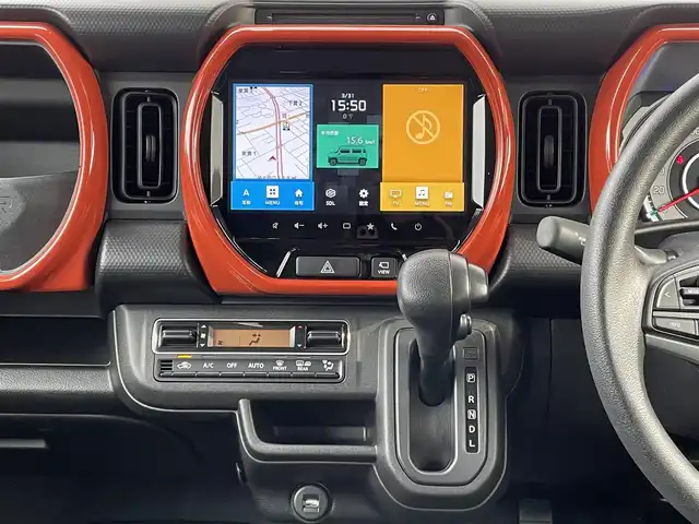 スズキ ハスラー HYBRID G 福岡県 2021(令3)年 1.6万km バーミリオンオレンジ/ガンメタリック2トーン 純正9インチナビ/(AM/FM/USB/CD/DVD/Bluetooth/フルセグTV)/バックカメラ/アラウンドビューカメラ/ビルトインETC/クリアランスソナー/車線逸脱警報/デュアルカメラサポートブレーキ/オートライト/盗難防止装置/横滑り防止機能/D/N席シートヒーター/ステアリングスイッチ/アイドリングストップ/電格ミラー/ドアバイザー/プッシュスタート/純正フロアマット/ナビ取扱説明書/取扱説明書/保証書/スペアキー×１