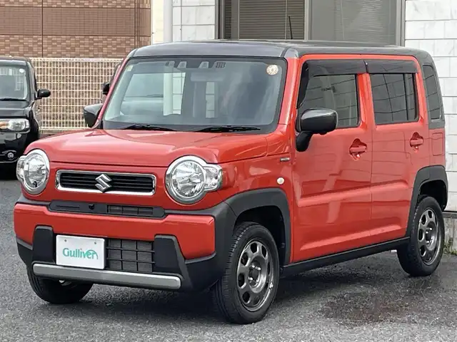 スズキ ハスラー HYBRID G 福岡県 2021(令3)年 1.6万km バーミリオンオレンジ/ガンメタリック2トーン 純正9インチナビ/(AM/FM/USB/CD/DVD/Bluetooth/フルセグTV)/バックカメラ/アラウンドビューカメラ/ビルトインETC/クリアランスソナー/車線逸脱警報/デュアルカメラサポートブレーキ/オートライト/盗難防止装置/横滑り防止機能/D/N席シートヒーター/ステアリングスイッチ/アイドリングストップ/電格ミラー/ドアバイザー/プッシュスタート/純正フロアマット/ナビ取扱説明書/取扱説明書/保証書/スペアキー×１