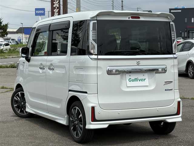 スズキ スペーシア カスタム HYBRID XS ターボ 道南・函館 2022(令4)年 2.1万km ピュアホワイトP ・純正ナビ/・フルセグＴＶ/・両側パワースライドドア/・衝突被害軽減ブレーキ/・車線逸脱警報/・レーダークルーズコントロール/・全方位カメラ/・後方コーナーセンサー/・前方ドライブレコーダー/・シートヒーター/・ETC/・新車時保証書/・取扱説明書/・スペアキー有