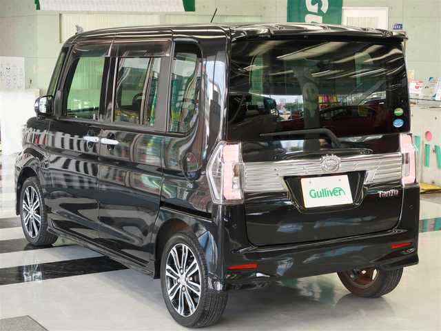 ダイハツ タント カスタム RS トップED SAⅡ 千葉県 2016(平28)年 7.9万km ブラックマイカメタリック ターボモデル/８インチ純正ナビ　NSZN-X66D-T3/・フルセグＴＶ/・Ｂｌｕｅｔｏｏｔｈオーディオ/・ＤＶＤ再生/・キャンセラー付/ＥＴＣ/両側パワースライドドア/ハーフレザーシート/純正フロアマット/純正ドアバイザー/ＬＥＤヘッドライト/ＬＥＤフォグ/スマートアシストII/・衝突回避支援ブレーキ機能/・衝突警報機能（対車両・対歩行者）/・車線逸脱警報機能/・誤発進抑制制御機能/・先行車発進お知らせ機能 /スマートキー２個/取扱説明書/保証書