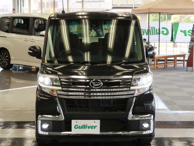 ダイハツ タント カスタム RS トップED SAⅡ 千葉県 2016(平28)年 7.9万km ブラックマイカメタリック ターボモデル/８インチ純正ナビ　NSZN-X66D-T3/・フルセグＴＶ/・Ｂｌｕｅｔｏｏｔｈオーディオ/・ＤＶＤ再生/・キャンセラー付/ＥＴＣ/両側パワースライドドア/ハーフレザーシート/純正フロアマット/純正ドアバイザー/ＬＥＤヘッドライト/ＬＥＤフォグ/スマートアシストII/・衝突回避支援ブレーキ機能/・衝突警報機能（対車両・対歩行者）/・車線逸脱警報機能/・誤発進抑制制御機能/・先行車発進お知らせ機能 /スマートキー２個/取扱説明書/保証書