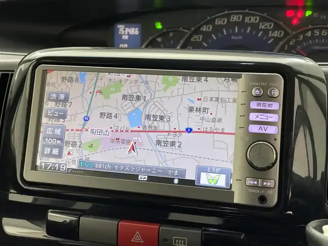 ダイハツ タント カスタム RS 滋賀県 2012(平24)年 15.4万km ブラックマイカメタリック 純正ナビ/CD/DVD/Bluetooth/ワンセグテレビ/片側パワースライドドア/ETC/純正ホイール/純正フロアマット/電格ミラー