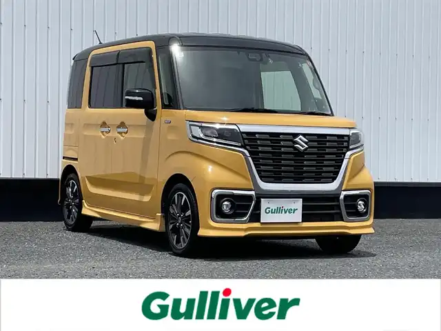 スズキ スペーシア カスタム HYBRID XS 千葉県 2018(平30)年 3.3万km アクティブイエロー/ブラック2トーンルーフ 社外メモリナビ/(TV/BT/CD/DVD/FM/AM)/360°ドライブレコーダー/衝突被害軽減システム/車線逸脱警報/ハーフレザーシート/両側パワースライドドア/横滑り防止装置/ETC/アイドリングストップ/LEDヘッドライト/フォグランプ/オートライト/ウィンカーミラー/電動格納ミラー/純正15インチAW/シートリフター/プッシュスタート/スマートキー/フロアマット/ドアバイザー/取扱説明書/保証書