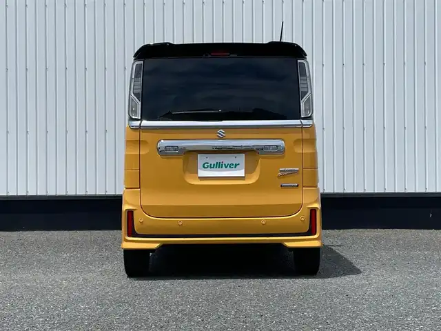 スズキ スペーシア カスタム HYBRID XS 千葉県 2018(平30)年 3.3万km アクティブイエロー/ブラック2トーンルーフ 社外メモリナビ/(TV/BT/CD/DVD/FM/AM)/360°ドライブレコーダー/衝突被害軽減システム/車線逸脱警報/ハーフレザーシート/両側パワースライドドア/横滑り防止装置/ETC/アイドリングストップ/LEDヘッドライト/フォグランプ/オートライト/ウィンカーミラー/電動格納ミラー/純正15インチAW/シートリフター/プッシュスタート/スマートキー/フロアマット/ドアバイザー/取扱説明書/保証書