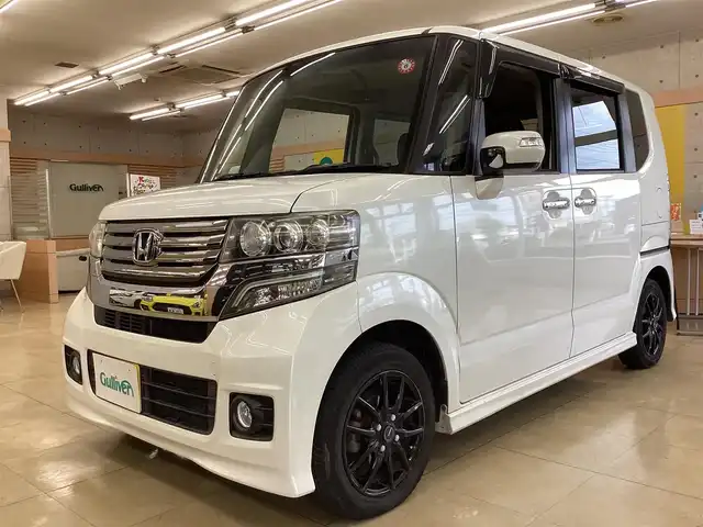 ホンダ Ｎ ＢＯＸ カスタム G Lパッケージ 栃木県 2012(平24)年 8万km プレミアムホワイトパール  カロッツェリアメナビ（AVIC-RZ812)/ フルセグテレビ/ バックカメラ/ B/Tオーディオ/ ドアバイザー/ プッシュスタート/ 片側パワースライドドア/ HIDヘッドライト/ ETC/ 純正フロアマット