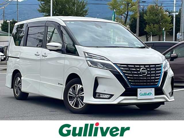 日産 セレナ e－パワー ハイウェイスター V 長野県 2020(令2)年 2.5万km ブリリアントホワイトパール プロパイロット/インテリジェントエマージェンシーブレーキ/踏み間違い衝突防止アシスト/車線逸脱防止支援システム/車線逸脱警報/後側方衝突防止アシスト/後方車両検知警報/後退時車両検知警報/前方衝突予測警報/コーナーセンサー/純正フリップダウンモニター/純正10インチSDナビ/（CD/DVD/BD/フルセグTV/BT）/インテリジェントアラウンドビューモニター/ビルトインETC/ドライブレコーダー（F・R）/ハンズフリーパワースライドドア（両側）/ブラインドスポットモニター/革巻きステアリング/ステアリングスイッチ/電動パーキングブレーキ/ブレーキホールド/LEDヘッドランプ/フォグランプ/オートライト/スマートキー/Pスタート/電動格納ミラー/純正フロアマット/純正15インチAW