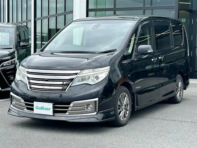 日産 セレナ ライダー B ZZ S HV 奈良県 2014(平26)年 8.3万km ダイヤモンドブラック 純正ナビ　/フルセグTV　/両側パワースライドドア　/ビルドインETC　/全方位カメラ　/CDチェンジャー　/DVD再生機能/ミュージックサーバー　/純正アルミホイール　/コーナーセンサー前後　/スマートキー　/クルーズコントロール/取扱説明書/横滑り防止装置/レーンキープアシスト/盗難防止装置/オートライト/衝突被害軽減システム/エアバッグ